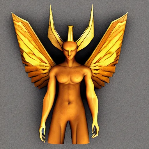 Image similar to asymmetric left side demon, right side angel bisected vertically