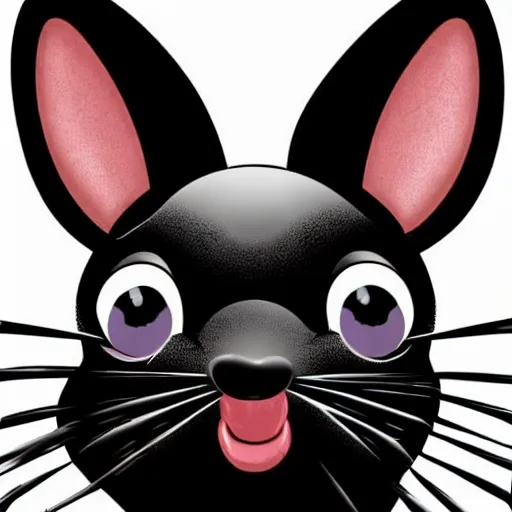 Image similar to A extremely highly detailed majestic hi-res beautiful, highly detailed head and shoulders portrait of a scary terrifying, horrifying, creepy black cartoon rabbit with scary big eyes, earing a shirt laughing, hey buddy, let's be friends, in the style of Walt Disney animation