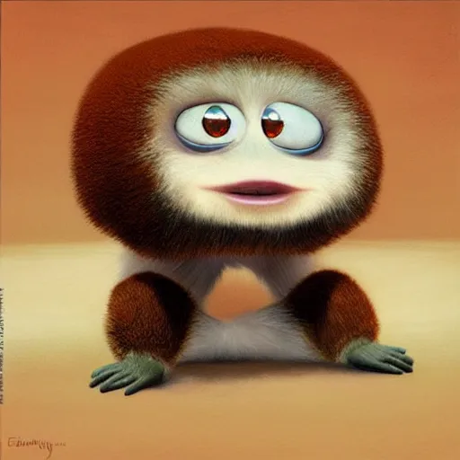 Prompt: hyper realistic cute fluffy Cheburashka with two giant plates and big eyes, by Edward Hopper and James Gilleard, Zdzislaw Beksisnski, higly detailed