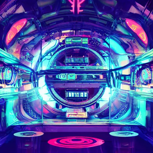 Image similar to cover art, album is called tripmachine, tripmachine, photo of a huge futuristic steampunk machinery with guitars and drums and loudspeakers, connected with glowing tubes 8 k, fluorescent colors, halluzinogenic, multicolored, exaggerated detailed, front shot, 3 d render, octane