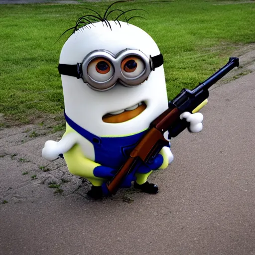 Image similar to Minion holds AK-47