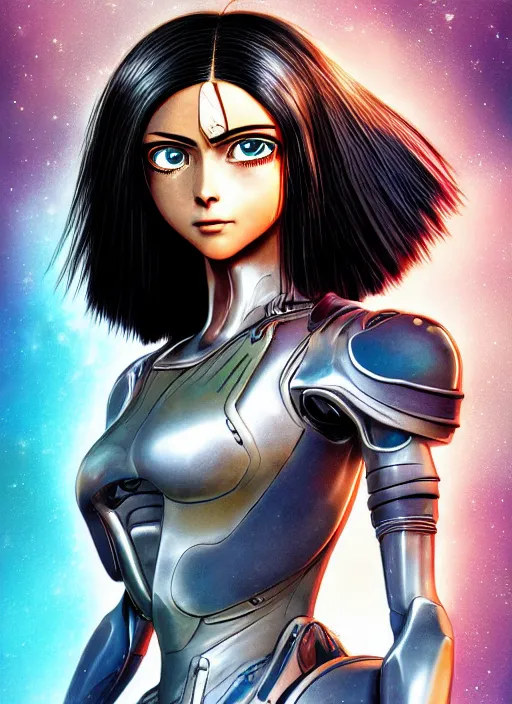 Prompt: aesthetic digital illustration of alita battle angel by julia razumova