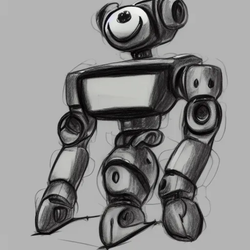Prompt: a drawing of a robot with a teddy bear sitting on top of it, concept art by Kanbun Master, pixiv, furry art, concept art, toonami, sketchfab