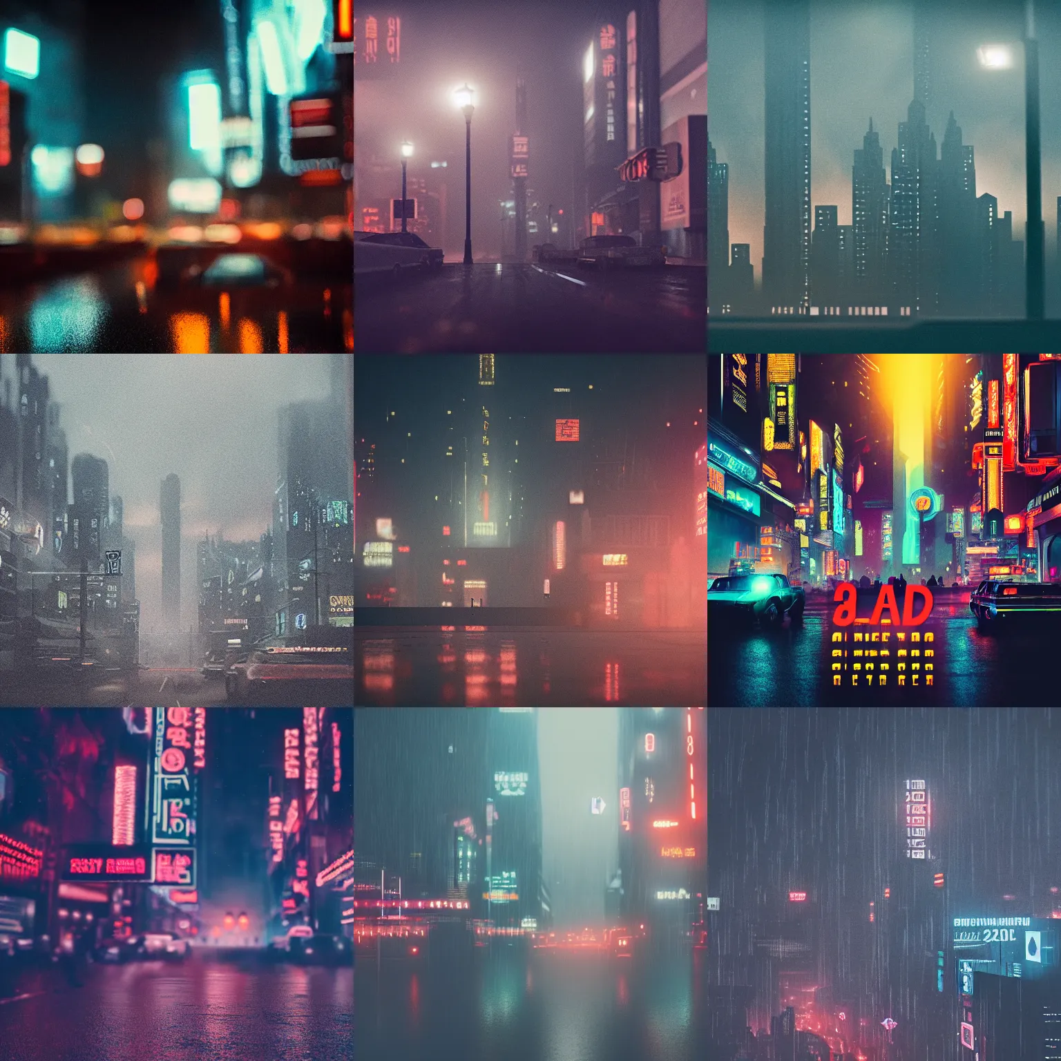 Prompt: a 55mm shot of a city in the style of Blade Runner 2049