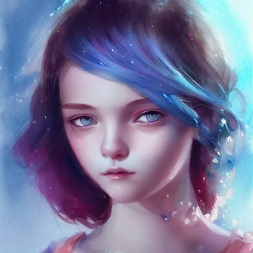 Prompt: young boy, blue hair, pink eyes, gorgeous, amazing, feminine, elegant, intricate, highly detailed, watercolor, artstation, concept art, sharp focus, portrait, illustration, art charlie bowater and Ross tran
