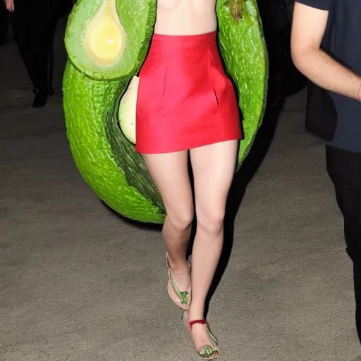 Prompt: emma watson in an avocado costume