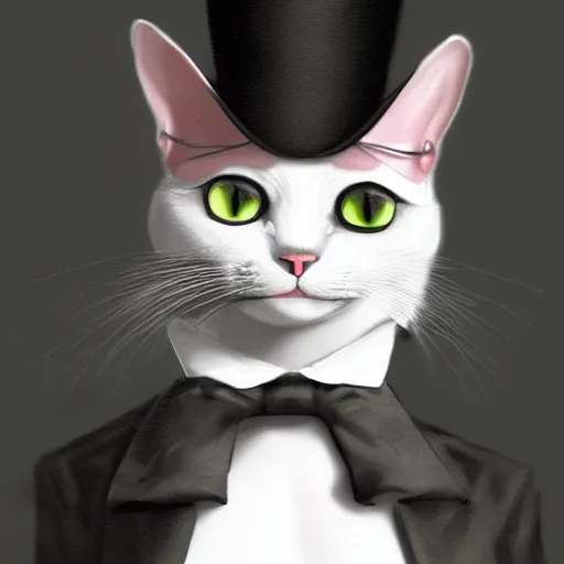 Image similar to A cat with wearing a top hat, stunning visuals, ultra detailed, dynamic lighting, trending on art station, concept art,