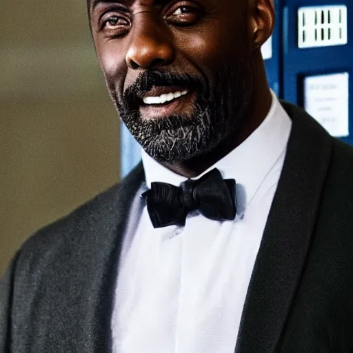 Prompt: doctor who played by Idris Elba, cinematic photo, distance shot