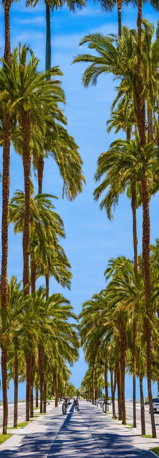 Image similar to photo sidewalk with bike path, palm trees, accessible for the disabled, by professional photographer, 8 k resolution, photo, high quality