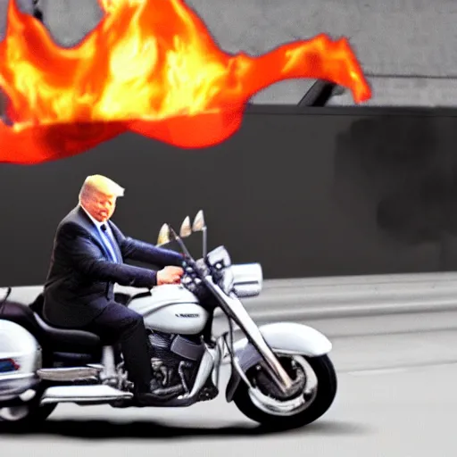 Donald Trump on a motorcycle with fire coming out of | Stable Diffusion ...