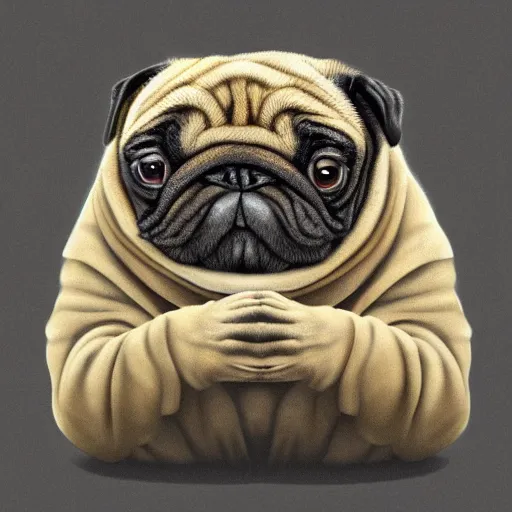 Image similar to A tardigrade with the eyes and mouth of a pug, national geographic-file-photograph, paywall-content, premium-award-winning, trending on artstation