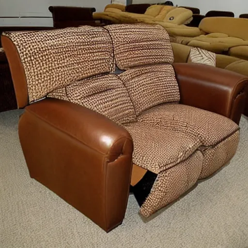 Prompt: infinite fractal pattern made of couches and recliner chairs