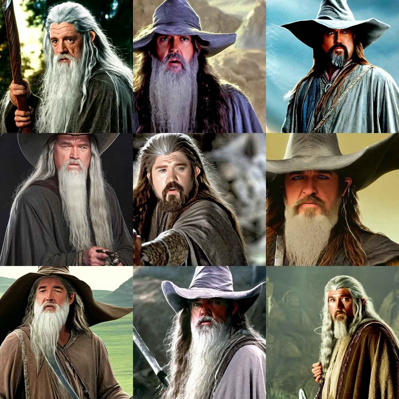 Prompt: Billy Ray Cyrus as Gandalf, still image from Lord of the Rings