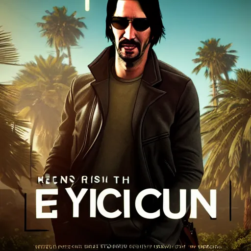 Prompt: keanu reevez in the role of main character from disco elysium, game poster