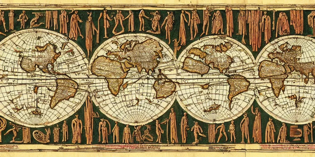 Image similar to insane ancient instructional maps, intricate details, full color,