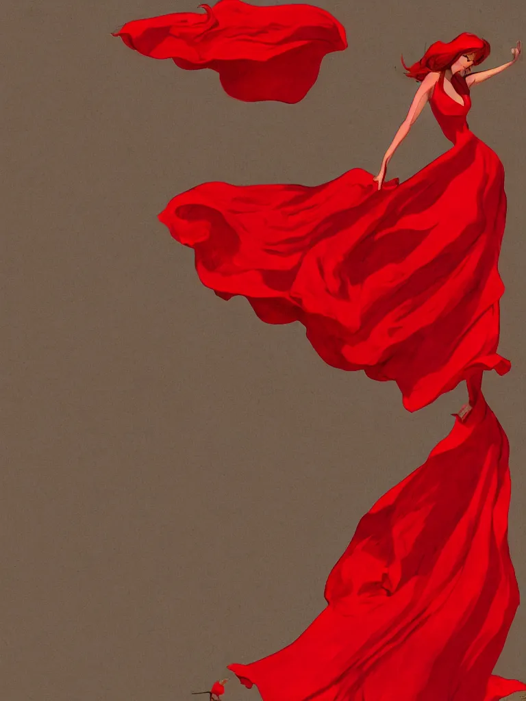 Prompt: red flowing dress on hanger swaying in the wind by disney concept artists, blunt borders, rule of thirds, golden ratio, godly light