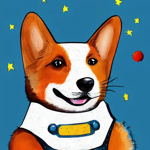 Prompt: a corgi cosmonaut in space, beautiful digital painting