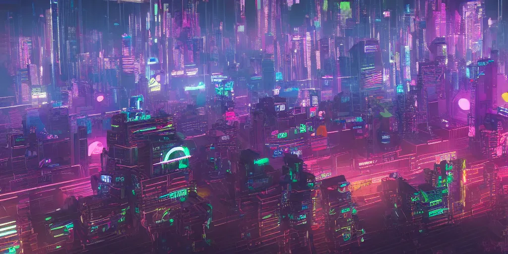 Prompt: multicolor 3d render of cyberpunk city of the future by @beeple_crap created at future in 4k ultra high resolution, with depressive feeling