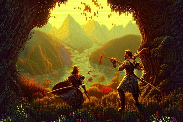 Image similar to the bard's tale, beautiful detailed pixelart by albertov, intricate details, beautiful, dithered gradients, volumetric lighting, cgsociety, artstation, smooth, sharp focus, 2 d illustration, amazing art by dan mumford, old school computer game graphics, pixel art