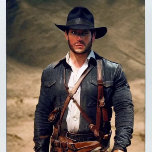 Image similar to Polaroid image of Henry Cavill as Indiana Jones