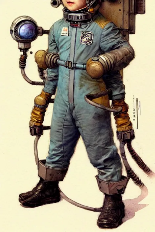 Prompt: ( ( ( ( ( 2 0 5 0 s retro future 1 0 year boy old super scientest in space pirate mechanics costume. muted colors. childrens book, tom lovell ) ) ) ) ) by jean - baptiste monge,!!!!!!!!!!!!!!!!