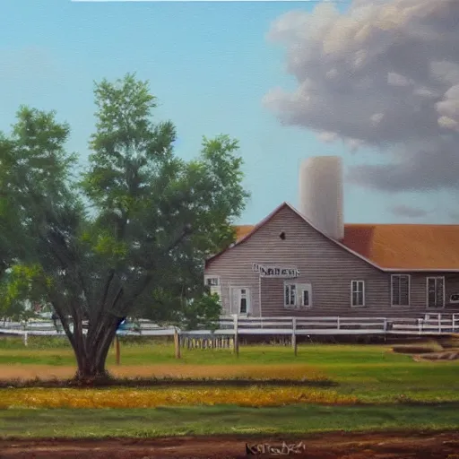 Prompt: beautiful oil painting of bishop hill colony illinois by olaf krans