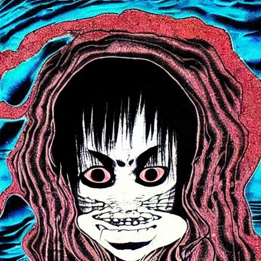 Prompt: disfigure horrors, dark art by Junji Ito, cursed photograph, real, deep acid colors