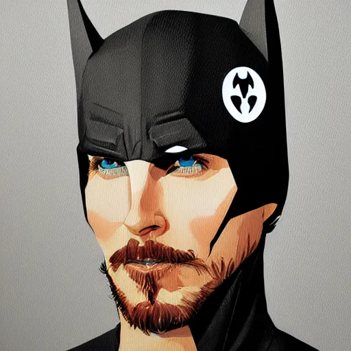 Image similar to Christian Bale Batman profile picture by Sachin Teng, asymmetrical, Organic Painting , Matte Painting, geometric shapes, hard edges, graffiti, street art:2 by Sachin Teng:4