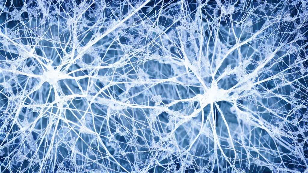 Image similar to neurons network made of salt crystals, macro photography, scientific,