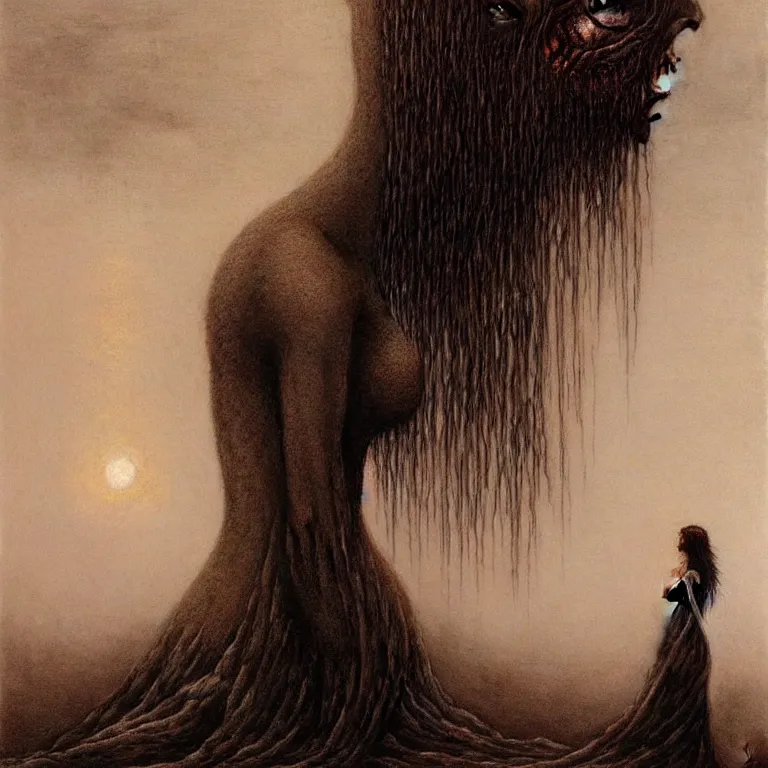 Image similar to monstergirl by Beksinski, Luis Royo