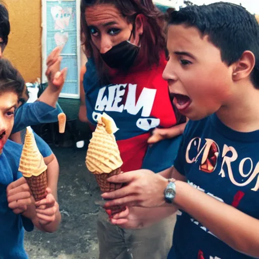 Prompt: penta el cero miedo eating an ice cream cone