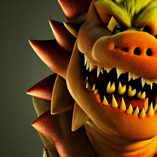 Image similar to realistic bowser, 8 k, hd, highly detailed, monstrous