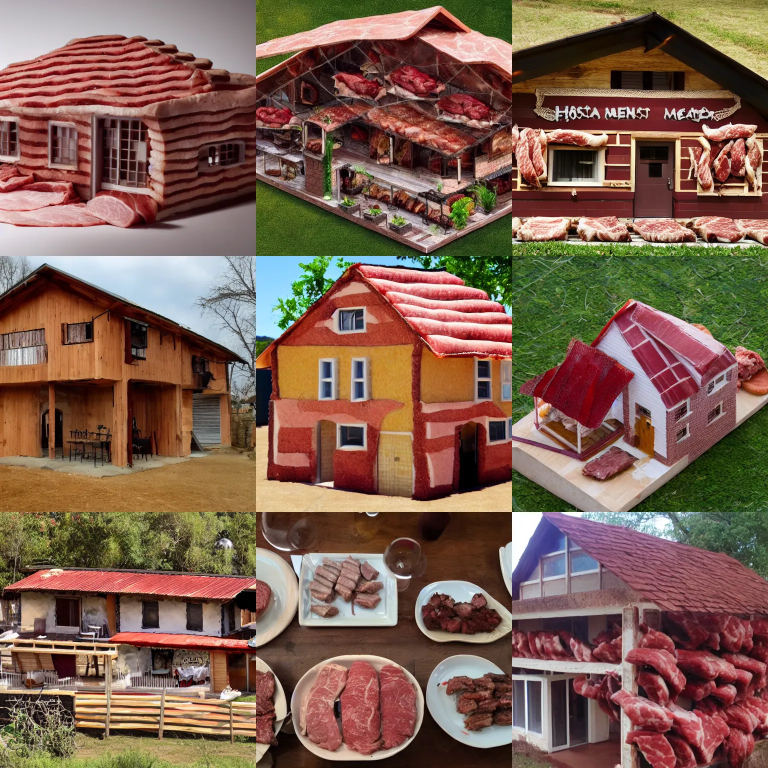 Prompt: house made of meat