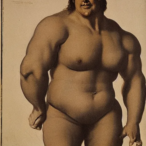 Image similar to a muscular bull with a pot belly