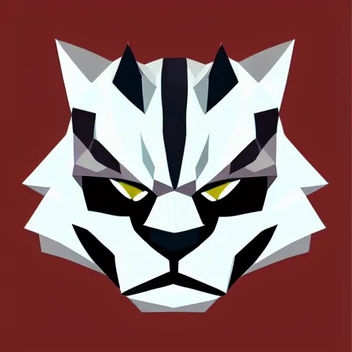 Image similar to a vector logo of rengar from league of legends, low poly,