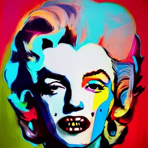Prompt: a portrait of a girl skull face, marilyn monroe, in the style of banksy, van gogh, atey ghailan and steve mccurry, vibrant colors and hard shadows and strong rim light, lucien freud, comic cover art, trending on artstation
