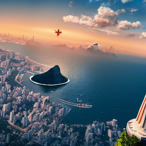 Image similar to a highly detailed picture of, the christo redentor dabbing over rio de janeiro, ultrawide lens, art by john collier and albert aublet and krenz cushart and artem demura and alphonse mucha, volumetric lighting, octane render, 4 k resolution, trending on artstation, masterpiece