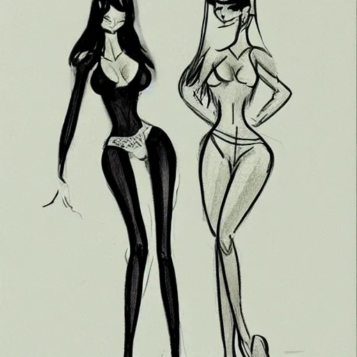 Image similar to milt kahl sketch of victoria justice with kim kardashian body