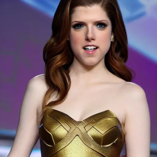 Image similar to anna kendrick cosplaying as wonder woman