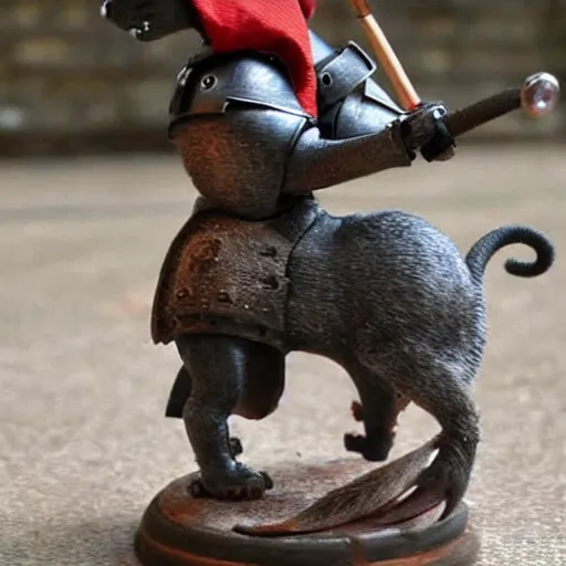 Image similar to a rat knight riding a cat