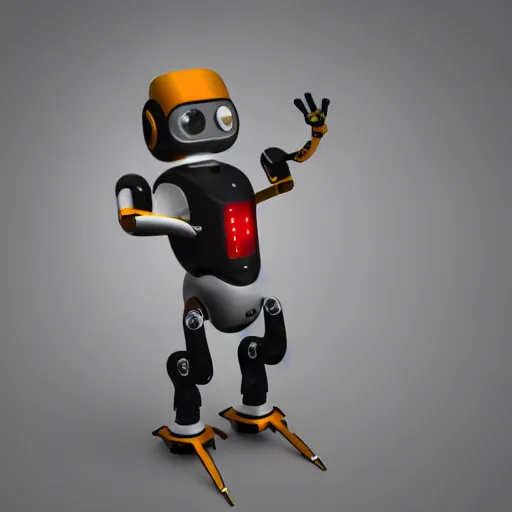 Image similar to 3 d render of robot with it's arms up, blender render, fully in frame