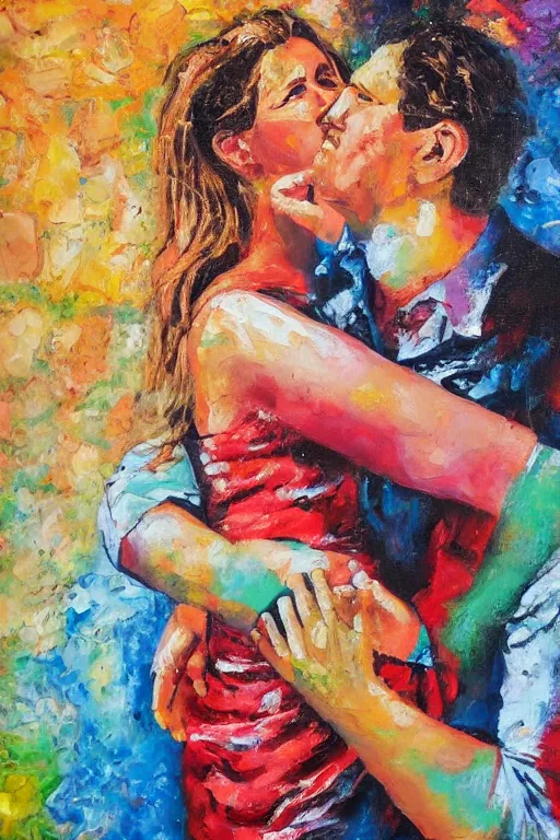 Image similar to give the one you love the most wonderful engagement gift in the world, oil painting, deep impasto, oil on canvas