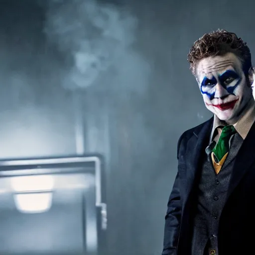 Image similar to stunning awe inspiring seth rogen as the joker movie still 8 k hdr atmospheric lighting