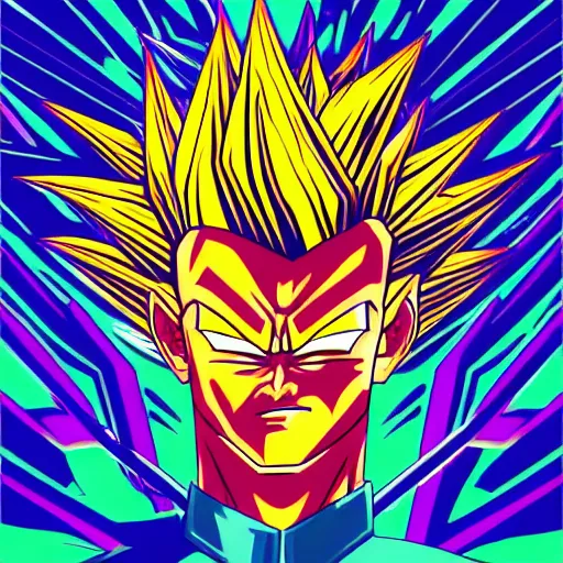 Prompt: portrait of a final boss going super saiyan, sticker, highly detailed, colorful, illustration, smooth and clean vector curves, no jagged lines, vector art, smooth