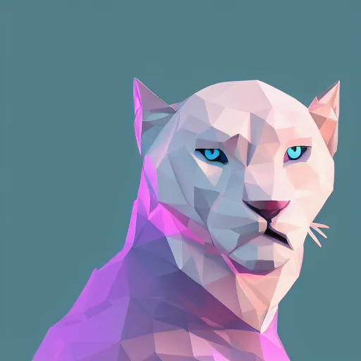 Image similar to aesthetic albino panther fursona portrait, commission of a anthropomorphic lion on fire, fursona wearing stylish clothes, winter armosphere, pastel simple art, low poly
