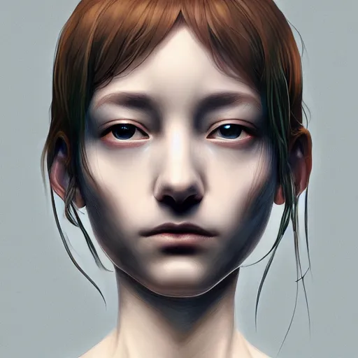 Image similar to symmetry!! portait of serial experiments : lain, sci - fi, intricate, elegant, highly detailed, digital painting, artstation, concept art, smooth, sharp focus, illustration, by bartek fedyczak, erak note, tooth wu, neil richards, kan liu, siwoo kim, jisu choe