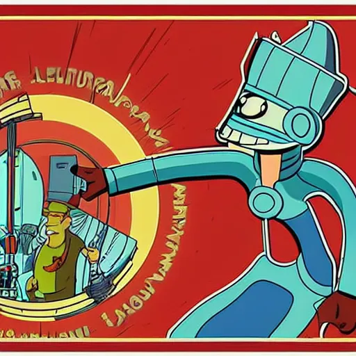 Prompt: highly detailed award winning digital art futurama propaganda poster