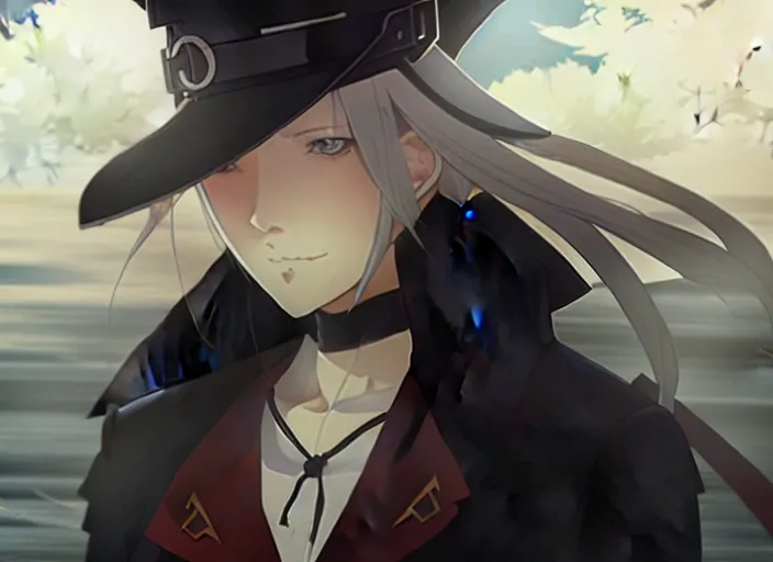 Image similar to side portrait of lady maria, helm of second world war warship in background, illustration concept art anime key visual trending pixiv fanbox by wlop and greg rutkowski and makoto shinkai and studio ghibli and kyoto animation, symmetrical facial features, astral witch clothes, modern warfare, realistic anatomy, gapmoe yandere grimdark, volumetric lighting, backlit