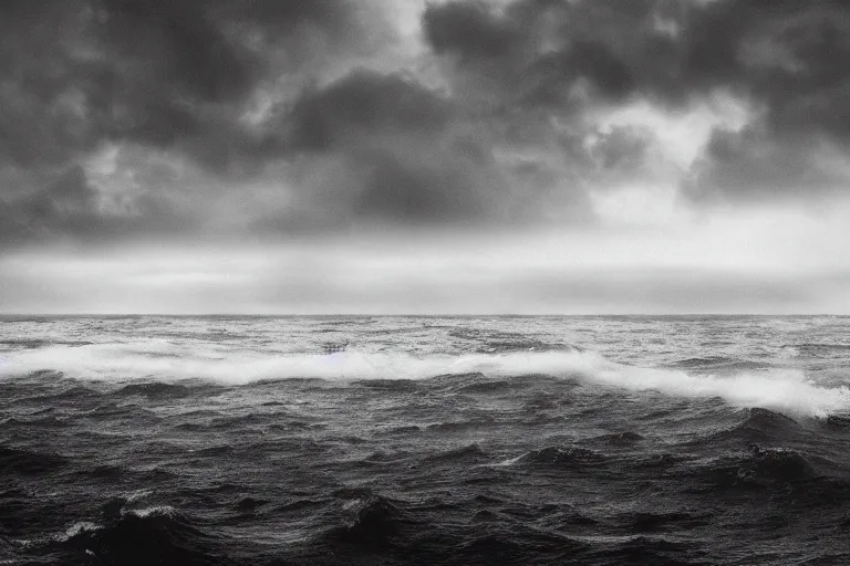 Image similar to a black and white photo of a stormy ocean, an album cover by hallsteinn sigurðsson, trending on behance, optical illusion, chillwave, concert poster, poster art, geometric, noise