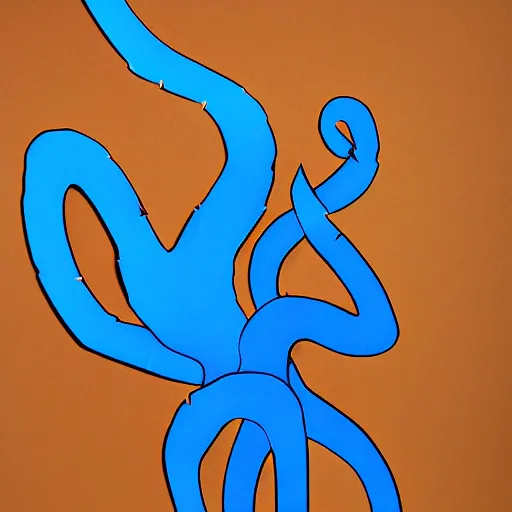 Image similar to cardboard cutout of tentacles, cut out of colored corrugated cardboard, realistic, cardboard cutout, flat, hyperrealistic photography